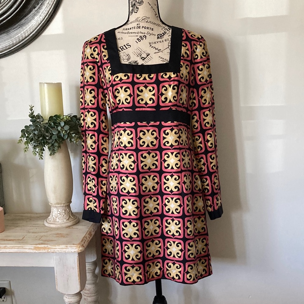 Milly 100% Silk ‘70s Inspired Patterned Dress